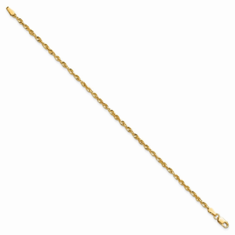 Brand Power 14K 7 inch 2.5mm Ultra Diamond-cut Rope with Lobster Clasp Chain