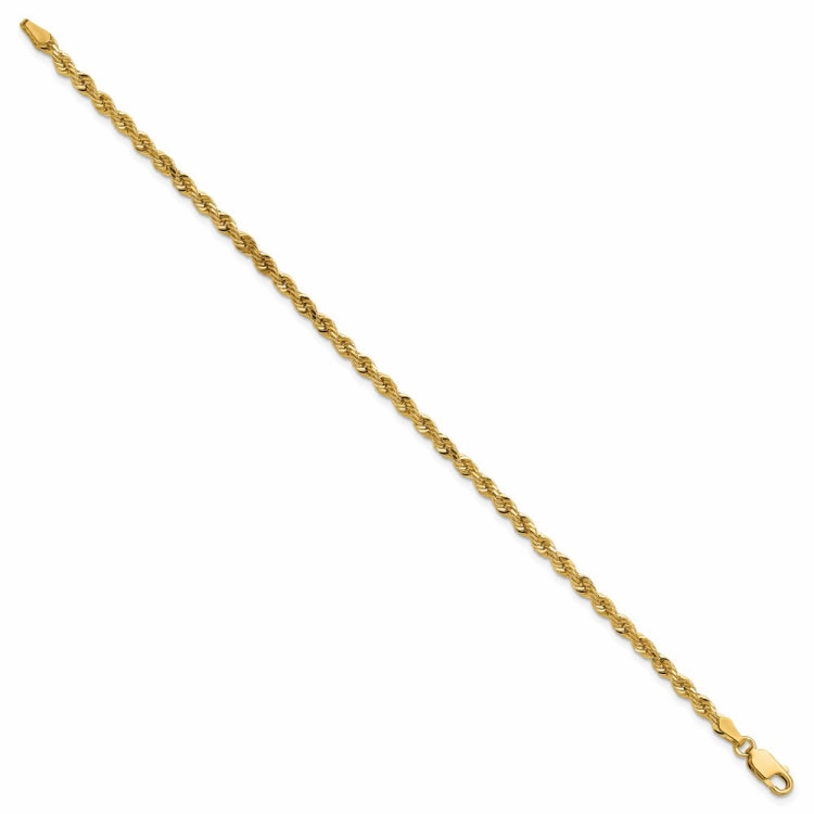 Creative Process 14K 7 inch 3mm Diamond-cut Rope with Lobster Clasp Chain