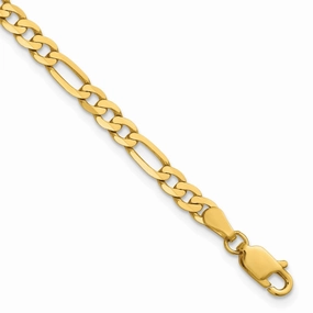 Complete Blends Favorable Combinations 14K 7 inch 4mm Flat Figaro with Lobster Clasp Bracelet