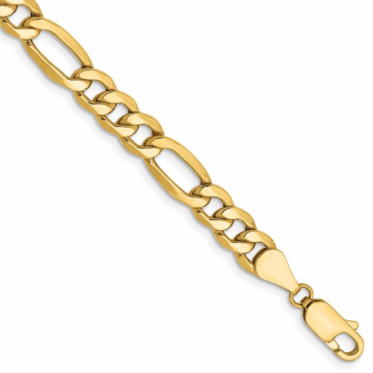 Harmonious Blend 14K 8 inch 6.25mm Semi-Solid Figaro with Lobster Clasp Bracelet