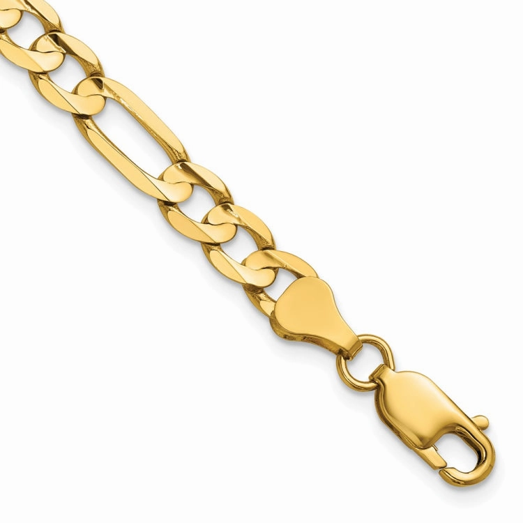 14K 8 inch 6mm Concave Open Figaro with Lobster Clasp Bracelet Basic Option Delightful Detail