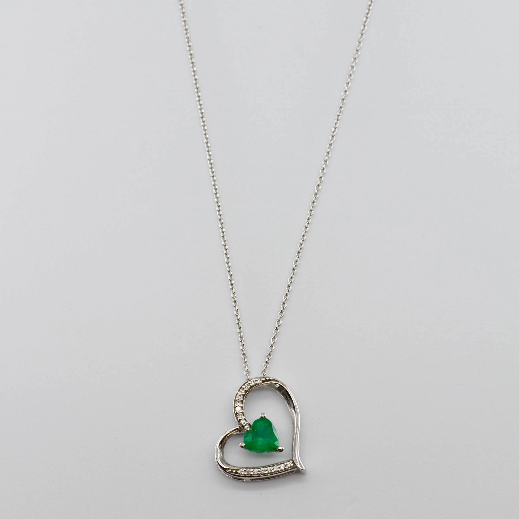 Model Mood Chic Element 14k Emerald and Diamond Heart Necklace | 0.69 ct | 18"