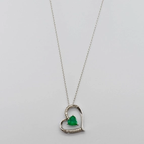 Model Mood Chic Element 14k Emerald and Diamond Heart Necklace | 0.69 ct | 18"