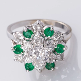 Shiny Finish 14K Emerald and Diamond Ring | 0.36ctw, 0.68ct, 1.14ctw | SZ 5.75