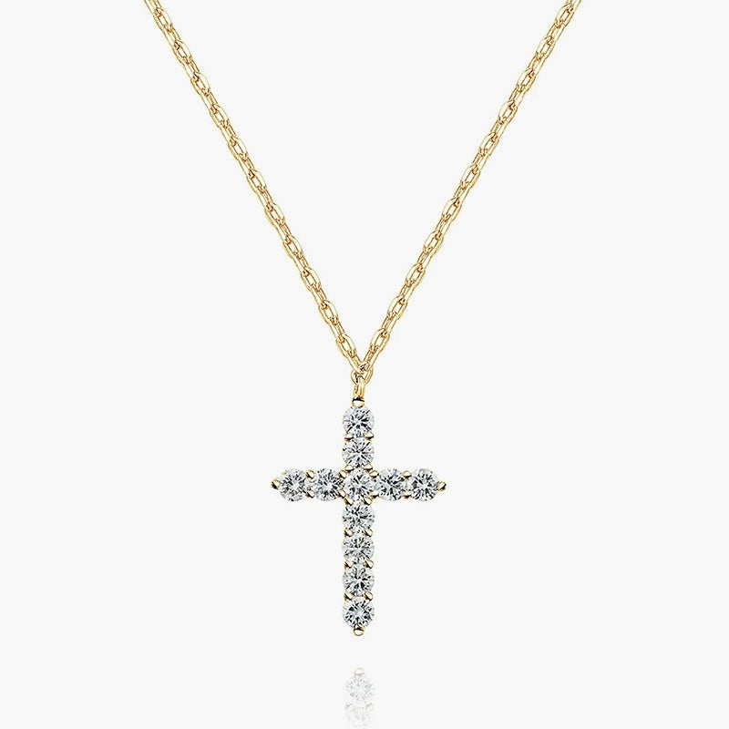 Vibrant Accent Sophisticated Embellishments 14K Gold Plated Cross Amulet Necklace