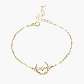 14K Gold Plated Moon Bracelet Light tone Gift For Her