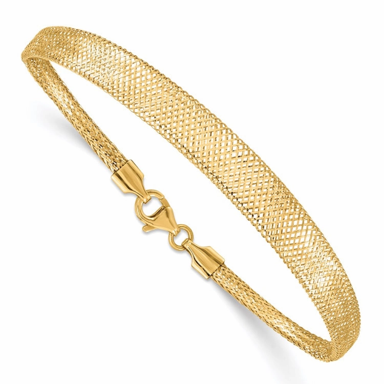 14K Graduated Stretch Mesh 7 inch Bracelet Adventure Token