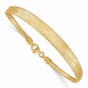 14K Graduated Stretch Mesh 7 inch Bracelet Adventure Token