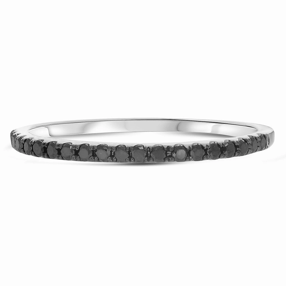 14k Half Pave Black Diamond Band Neutral Finish Polished Detail