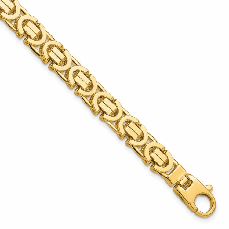 14k Polished 7mm Fancy Flat Byzantine Link 8.25 inch Bracelet Meaningful Impact Collaborative Design
