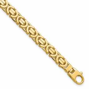14k Polished 7mm Fancy Flat Byzantine Link 8.25 inch Bracelet Meaningful Impact Collaborative Design