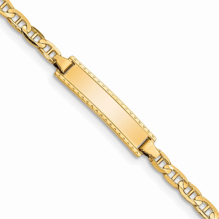 Creative Concept One-of-a-kind 14k Polished Solid Chain/Solid Plate Anchor Link 20x5mm Plate 6 inch Baby/Child ID Bracelet