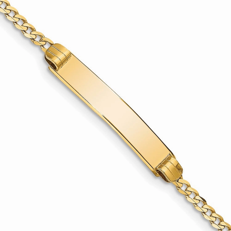 Multiple Amalgamations 14k Polished Solid Chain/Solid Plate Curb Link 25x5mm Plate 7 inch ID Bracelet