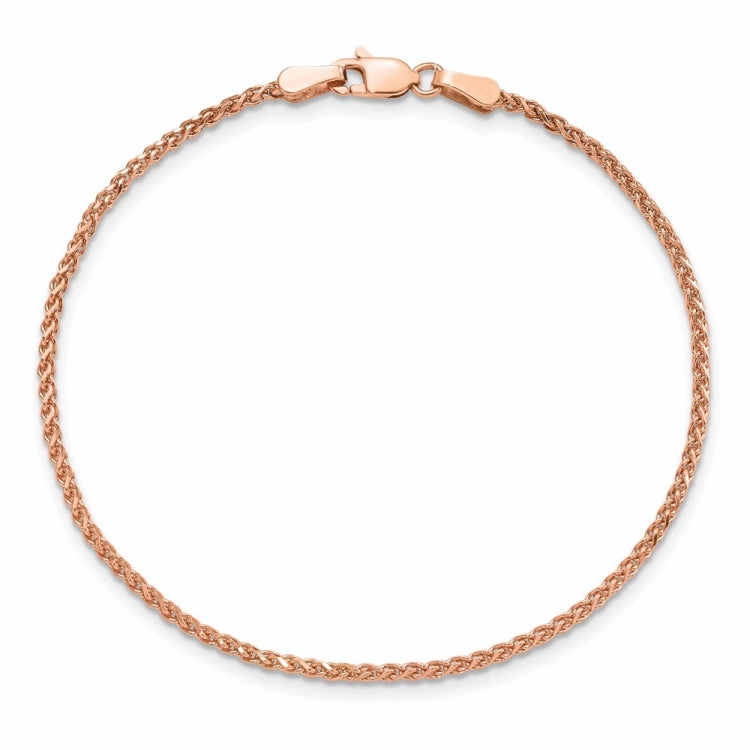 Urban Edge 14K Rose Gold 7 inch 1.7mm Diamond-cut Spiga with Lobster Clasp Bracelet