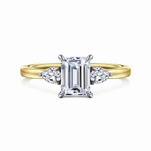 14k two-tone Three Stone Diamond Engagement Ring (1.31cttw) Balanced Motion Artisan Texture
