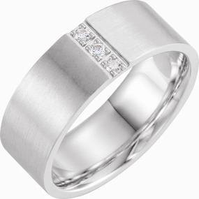 Glamour Shine Art Deco Feel 14K White 1/10 CTW Diamond Band with Satin Finish Size 4
