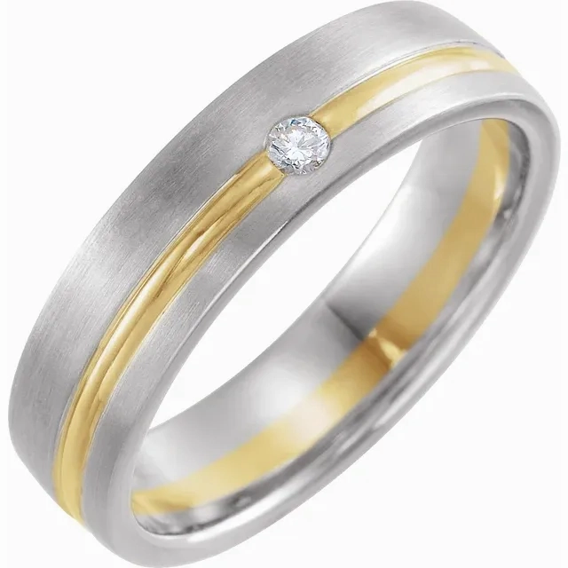 Brunch Outfit Soft Shadow 14K White & Yellow .07 CTW Diamond 6 mm Grooved Band Size 7
