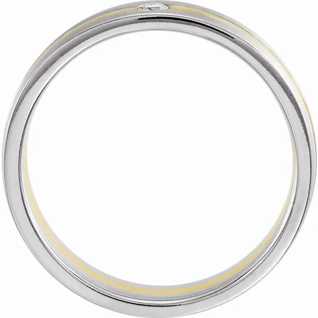 14K White & Yellow .07 CTW Diamond 6 mm Grooved Band Size 7 Luxury Gift Classic Craftwork