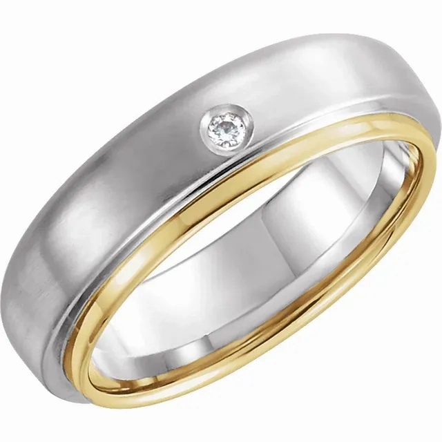 14K White & Yellow 6 mm Flat Edge Band Mounting Size 11 Neutral Vibe Delicate Beauty