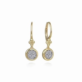 14K White & Yellow Gold .29cttw Diamond Cluster Bujukan Lever Back Earrings Award winning Quality Work