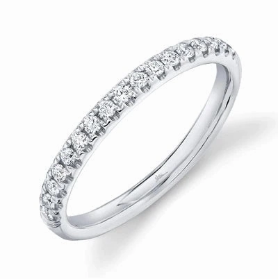 14K White Gold 0.25cttw Round Diamond Wedding Band Custom Mark