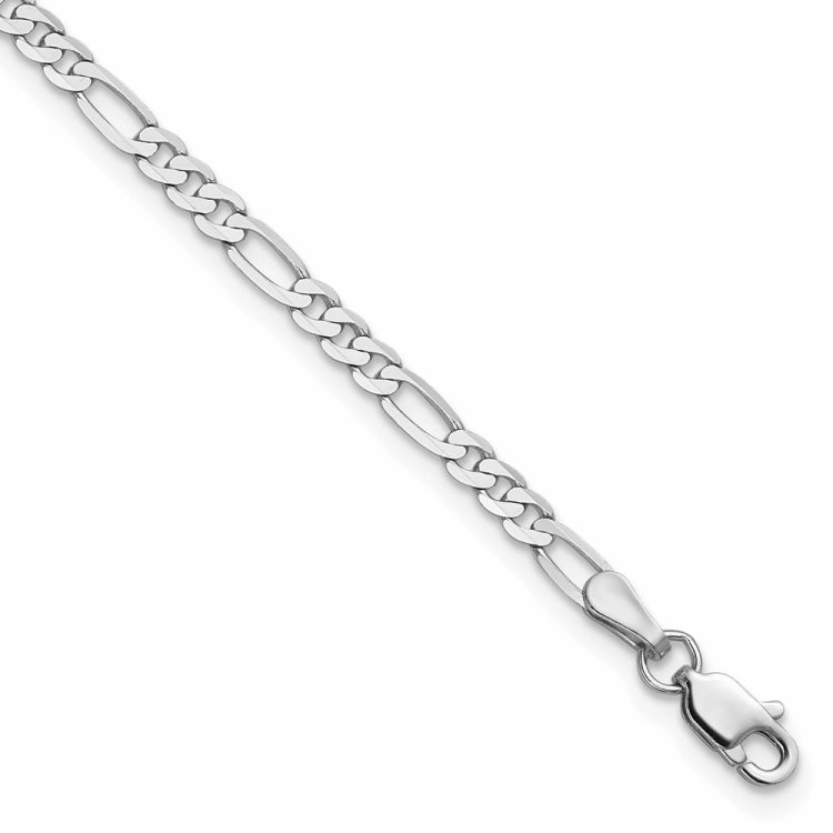 Reliable Amalgamations 14K White Gold 10 inch 2.75mm Flat Figaro with Lobster Clasp Anklet