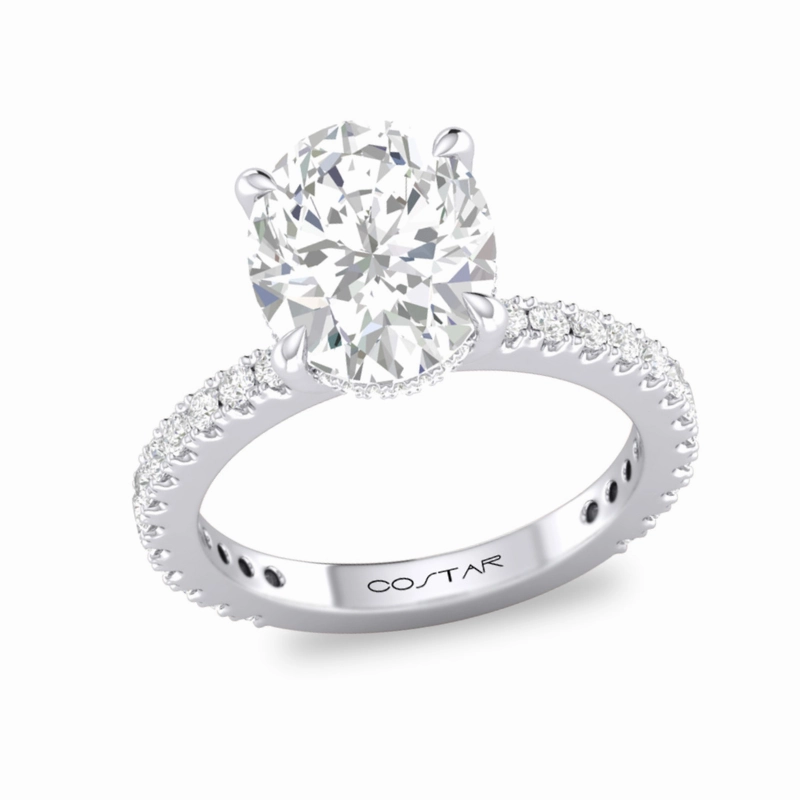 Graceful Detail 14K White Gold 2.5Ct. Oval Diamond Hidden Halo Engagement Ring