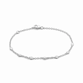 Speedy Shipping 14k White Gold 7 Station Diamond Bracelet, 0.28 Ctw