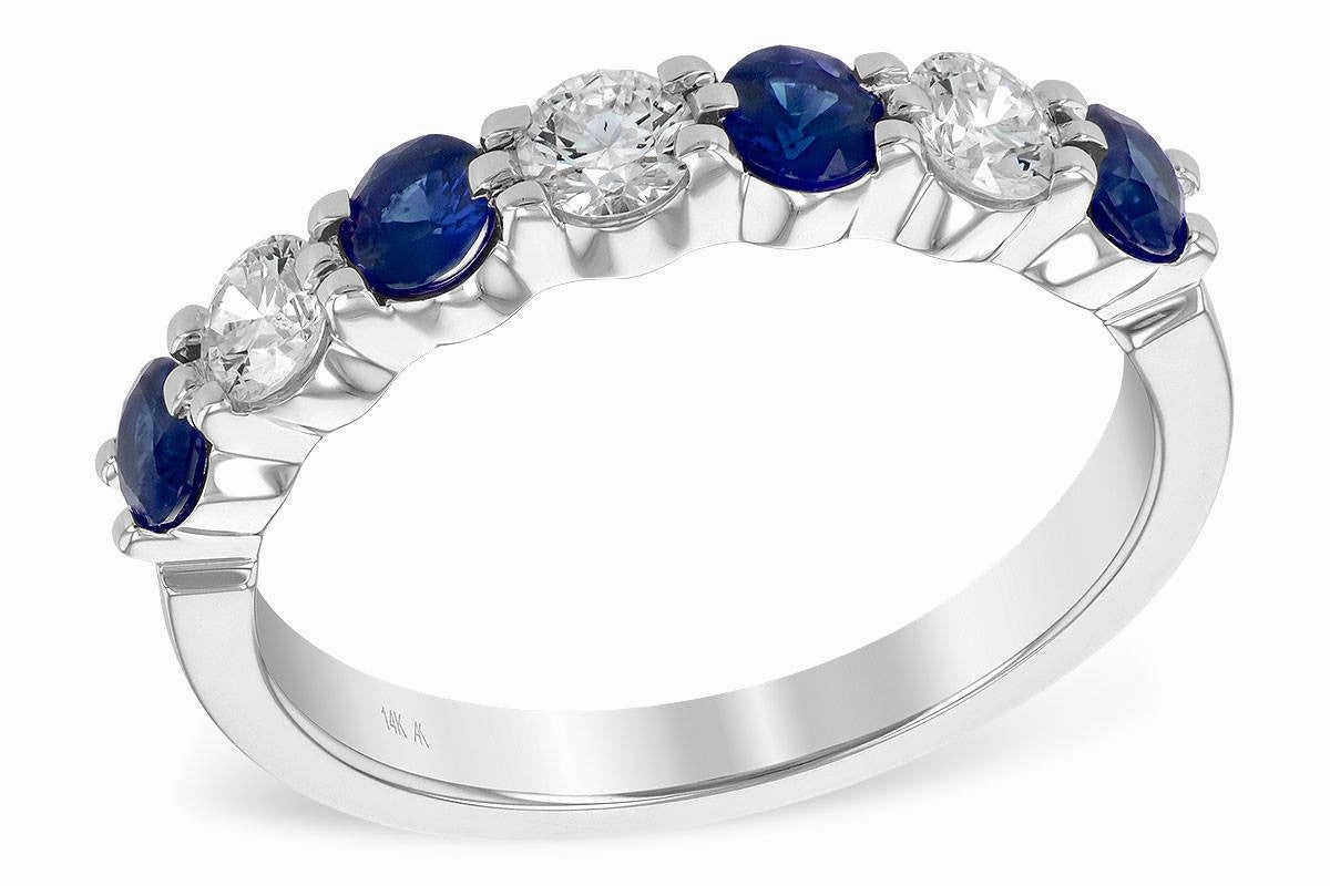Vintage Craft Sturdy Design 14K White Gold Blue Sapphire Prong Set 1cttw Diamond Ring