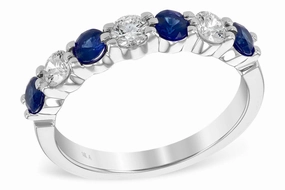 Strong Expression HighEnd Work 14K White Gold Blue Sapphire Prong Set 1cttw Diamond Ring