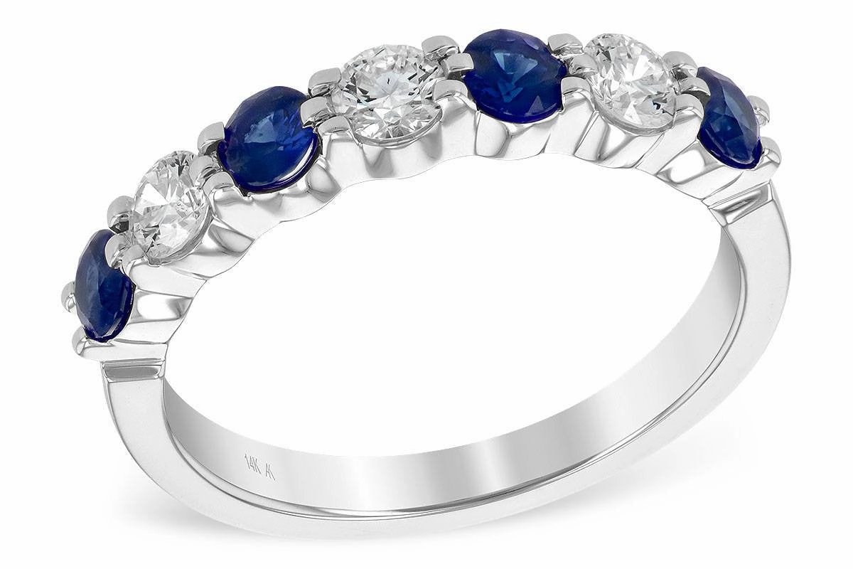 Metallic Sheen 14K White Gold Blue Sapphire Prong Set 1cttw Diamond Ring
