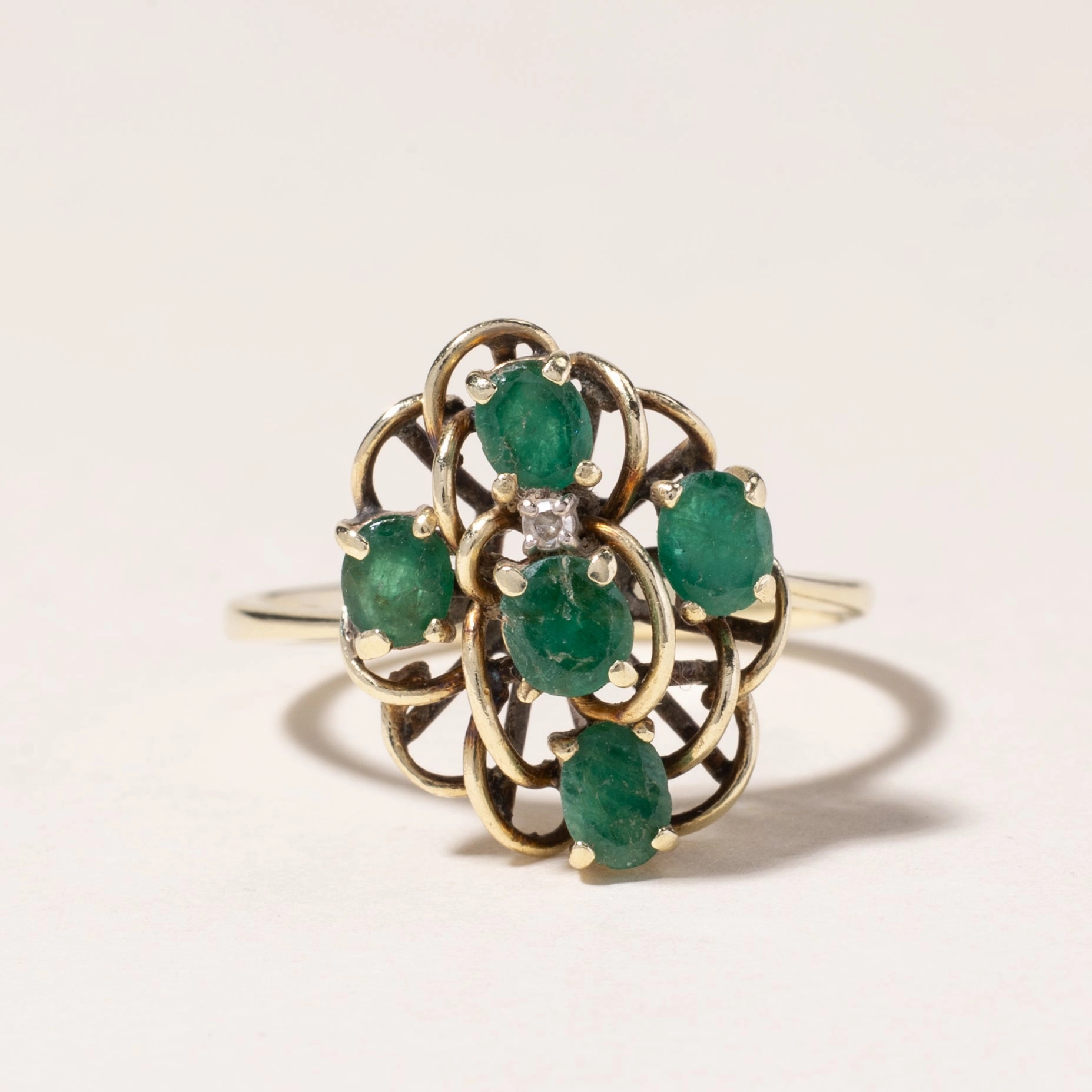 Shiny Embellishments 14K White Gold Emerald & Diamond Ring | 0.65ctw, 0.01ct | SZ 7.25 |