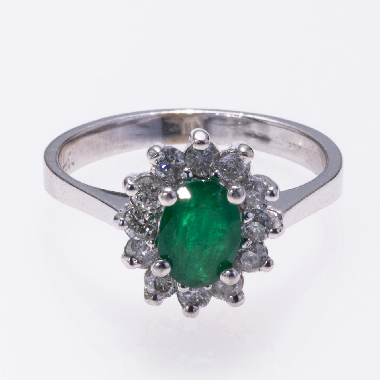 14k White Gold Emerald and Diamond Ring | 0.54ct, 0.43ctw | SZ 6 Chic Accessory
