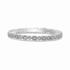 14k White Gold Geometric Milgrain Band Fashionable Embellishment
