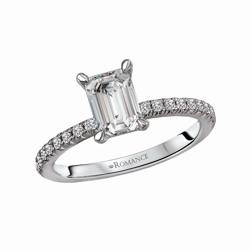 Premium Gift 14K White Gold Lab Grown Emerald Cut Diamond Solitaire Engagement Ring