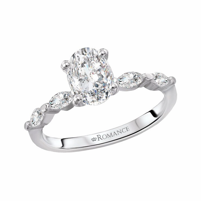 Timeless Trend 14K White Gold Oval and Marquise Lab Grown Diamond Engagement Ring