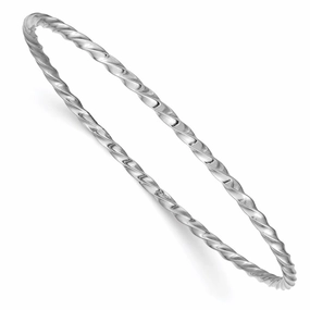 14k White Gold Polished Twisted 2.50mm Slip-on Round Bangle Bracelet Joyful Mixes Comfort Wear
