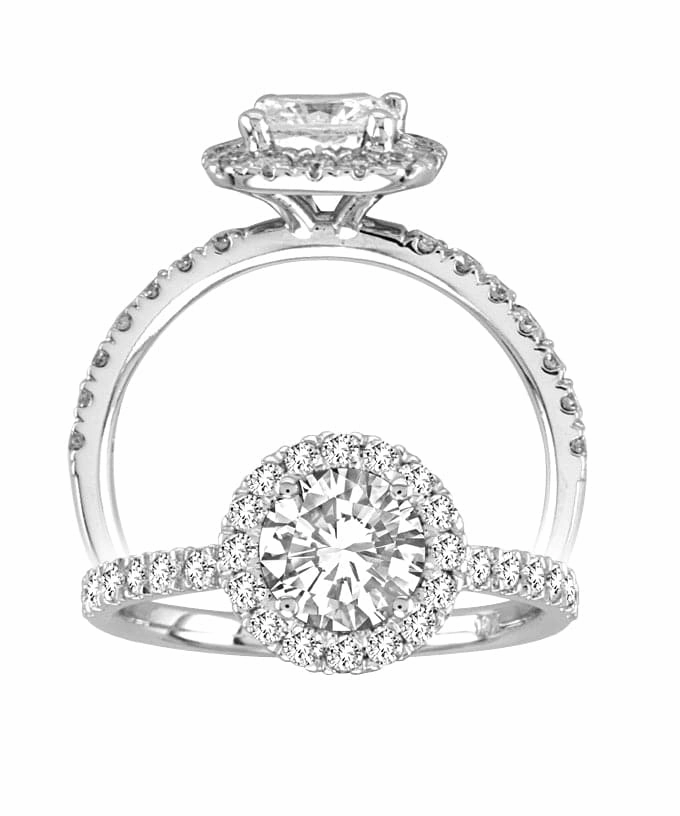 Millennium Style 14K WHITE GOLD ROUND DIAMOND HALO ENGAGEMENT RING