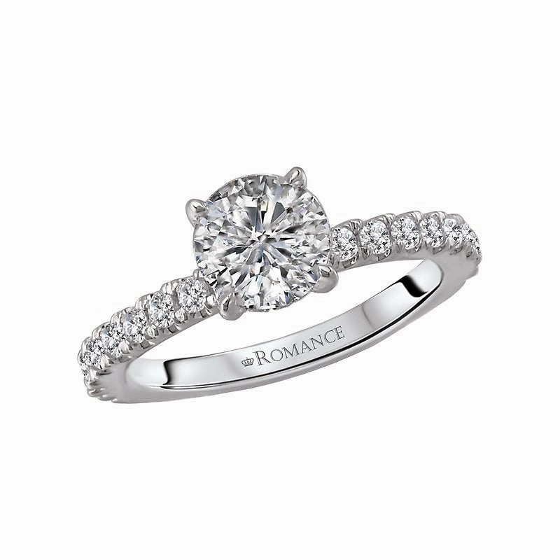 14K White Gold Round Hidden Halo Lab Grown Diamond Engagement Ring Robust Style