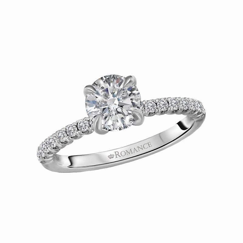 14K White Gold Round Lab Grown Diamond Engagement Ring Balanced Simplicity Strong Object