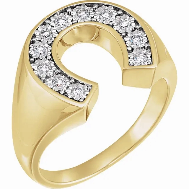 Creative Look Contemporary Highlight 14K Yellow & White 1/4 CTW Diamond Men's Horseshoe Ring