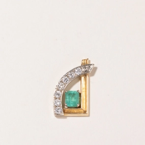 Dreamy Look 14K Yellow and White Gold Emerald & Diamond Pendant | 1.20ct, 0.60ctw