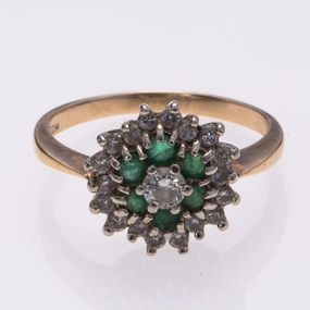 Romantic Glow 14k Yellow and White Gold  Emerald and Diamond Ring | 0.32ctw, 0.47ctw | 6.75