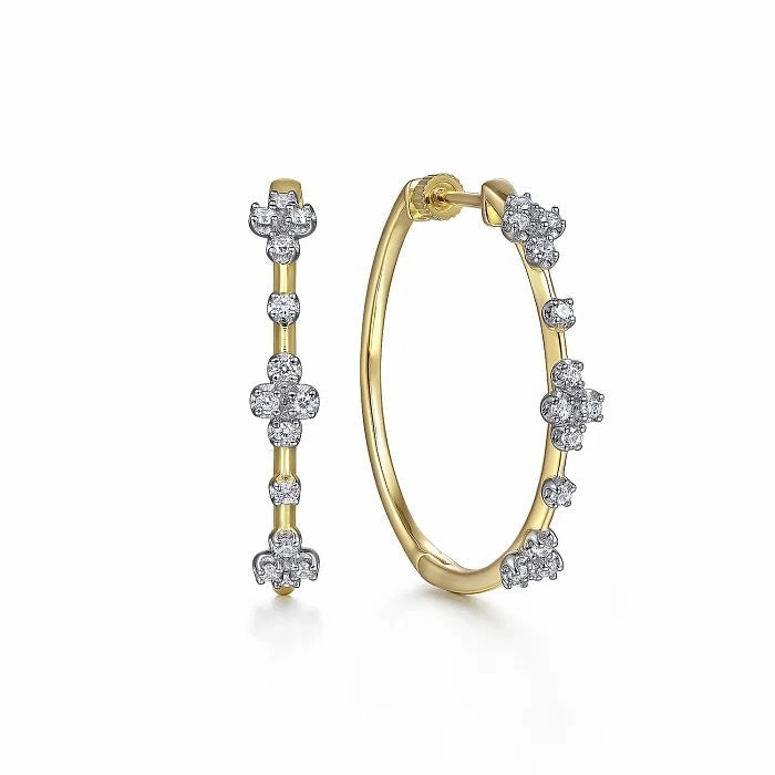 Bridal Shower Time Honored 14K Yellow Gold .49cttw Diamond Prong Set Round Hoop Earrings