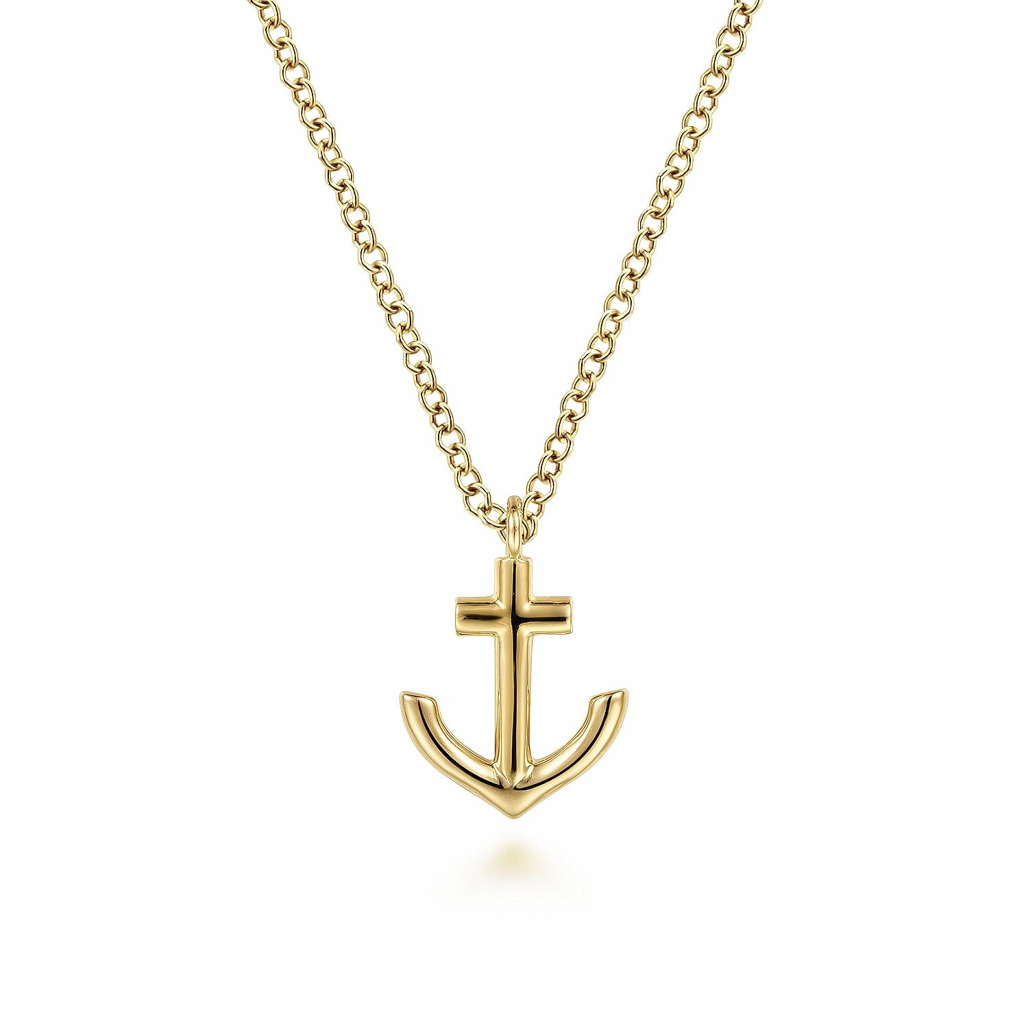 Superior Jewelry Minimalist Trinket 14K Yellow Gold Anchor Pendant Necklace