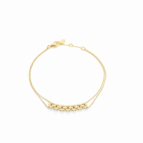 14k Yellow Gold Diamond Link Chain Bracelet, 0.20ctw Organic Feel Continuous Combination