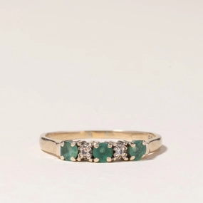 Glam Detail Luxe Pick 14K Yellow Gold Emerald & Diamond Band | 0.23ctw, 0.01ctw | SZ 4.75 |