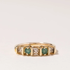 14K Yellow Gold Emerald & Diamond Ring | 0.16ct, 0.02ctw | SZ 5 | Timeless Radiance Simple pieces