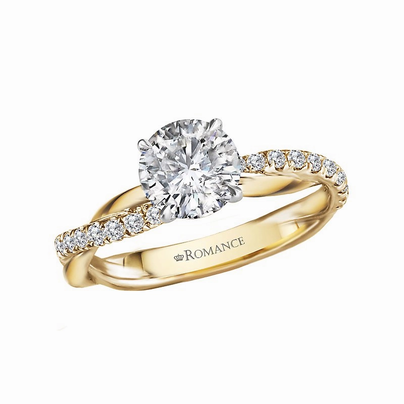 14K Yellow Gold Round Lab Grown Diamond Twist Engagement Ring Classic Art Simple Jewelry