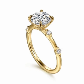 14K Yellow Gold Solitaire Diamond Engagement Ring Affordable Creation Elegant Proportion